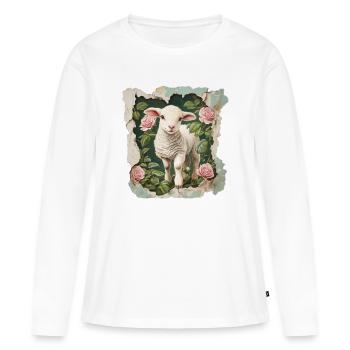 Lamm Vintage - Frauen Premium Bio Langarmshirt - Weiß - Vorne - Julia (174cm)