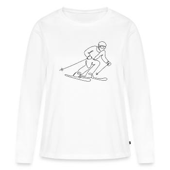 Illustration de skieur - T-shirt manches longues Premium bio Femme - blanc - Devant - Julia (174cm)