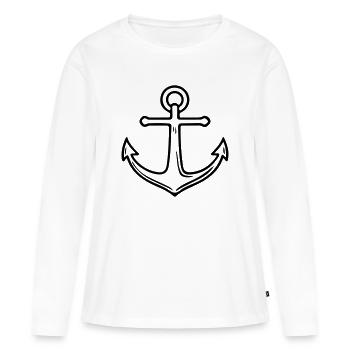 Contour du symbole d’ancre - T-shirt manches longues Premium bio Femme - blanc - Devant - Julia (174cm)