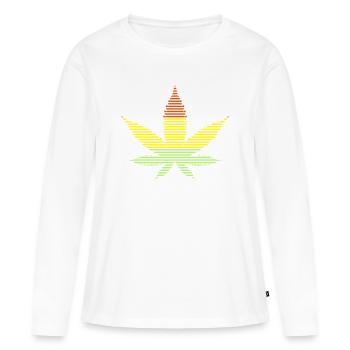 feuille de cannabis - T-shirt manches longues Premium bio Femme - blanc - Devant - Julia (174cm)