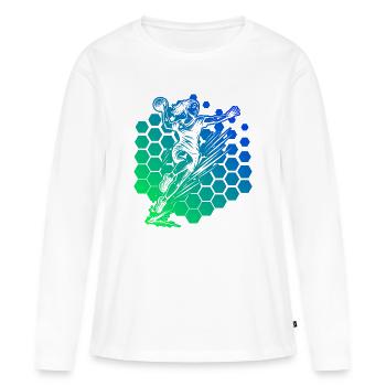 Motif de handball avec valeur de reconnaissance pour - T-shirt manches longues Premium bio Femme - blanc - Devant - Julia (174cm)