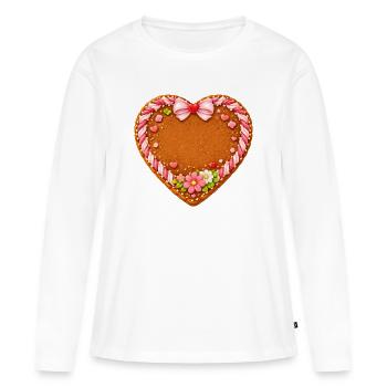 Lebkuchenherz Motiv zum Selbstbeschriften - Frauen Premium Bio Langarmshirt - Weiß - Vorne - Julia (174cm)