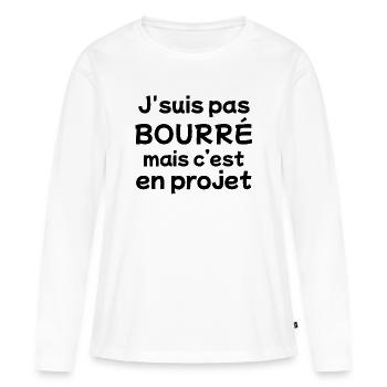 alcool, alcool humour, faire la fête - T-shirt manches longues Premium bio Femme - blanc - Devant - Julia (174cm)