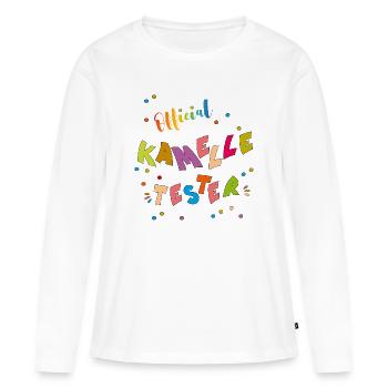  Kamelle Tester - Frauen Premium Bio Langarmshirt - Weiß - Vorne - Julia (174cm)