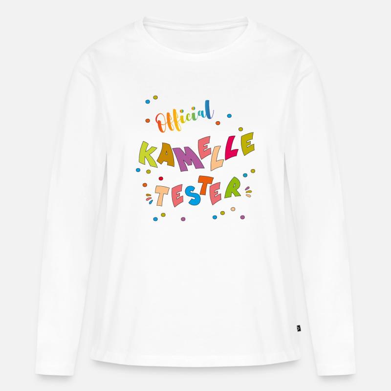  Kamelle Tester - Frauen Premium Bio Langarmshirt - Weiß