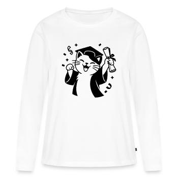 Diploma Cat - Women's Premium Organic Long Sleeve Shirt - white - Front - Julia (174cm)