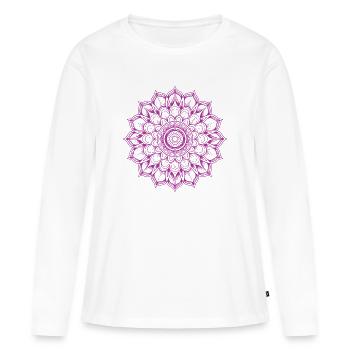 mandala - T-shirt manches longues Premium bio Femme - blanc - Devant - Julia (174cm)
