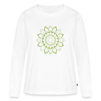 Mandala - Frauen Premium Bio Langarmshirt - Weiß - Vorne - Julia (174cm)