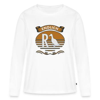 Enfin la retraite - T-shirt manches longues Premium bio Femme - blanc - Devant - Julia (174cm)