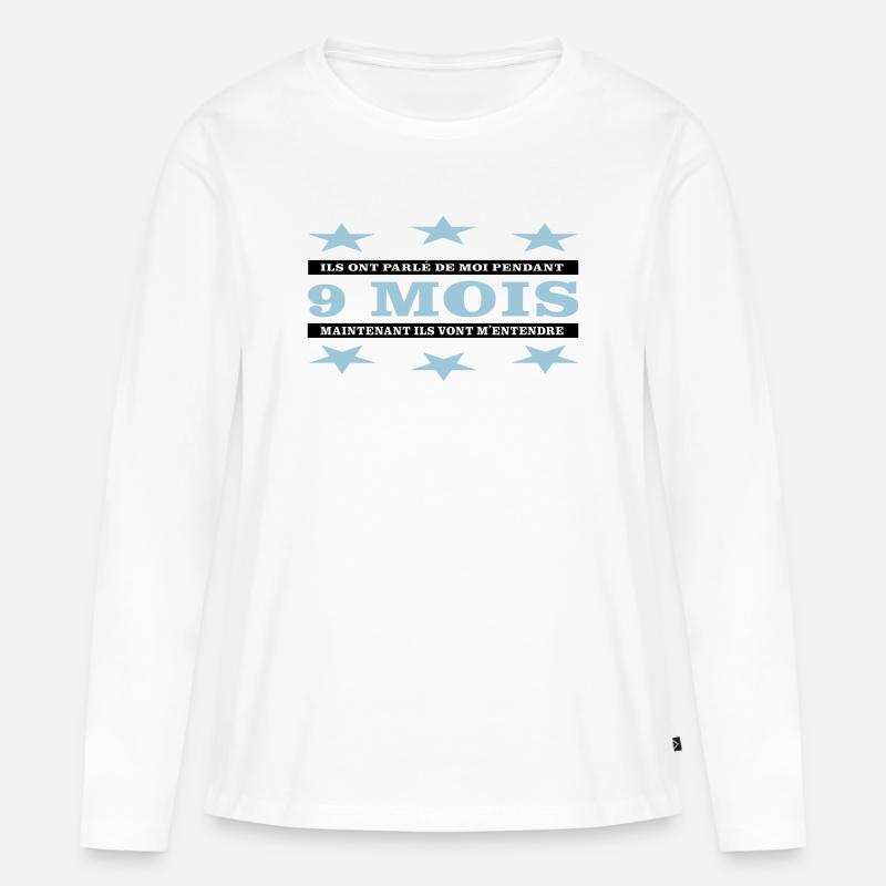 9 Monate - Frauen Premium Bio Langarmshirt - Weiß