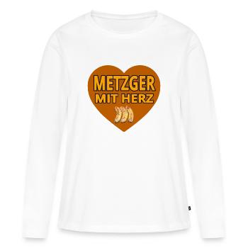 Metzger - Frauen Premium Bio Langarmshirt - Weiß - Vorne - Julia (174cm)