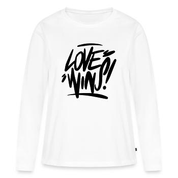 L’amour gagne, l’amour gagne - T-shirt manches longues Premium bio Femme - blanc - Devant - Julia (174cm)