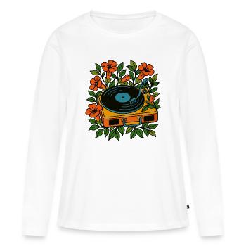 Botanischer Plattenspieler - Frauen Premium Bio Langarmshirt - Weiß - Vorne - Julia (174cm)