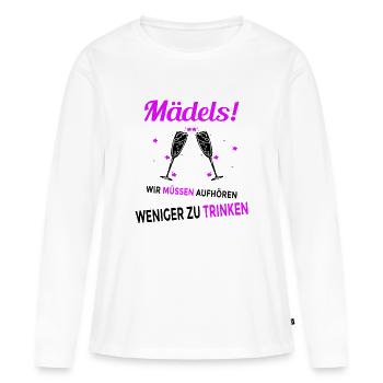 Les filles ! Il faut arrêter de boire moins - T-shirt manches longues Premium bio Femme - blanc - Devant - Julia (174cm)