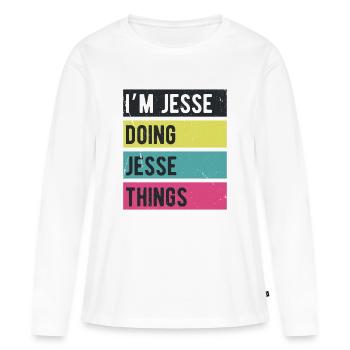 Ich bin Jesse und mache Jesse Things Retro Colors - Frauen Premium Bio Langarmshirt - Weiß - Vorne - Julia (174cm)