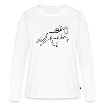 Islandpferd Oneliner im Tölt  - Frauen Premium Bio Langarmshirt - Weiß - Vorne - Julia (174cm)