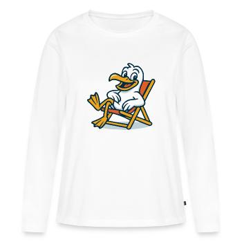 Canard décontracté sur chaise longue - T-shirt manches longues Premium bio Femme - blanc - Devant - Julia (174cm)