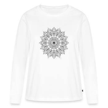 mandala - T-shirt manches longues Premium bio Femme - blanc - Devant - Julia (174cm)