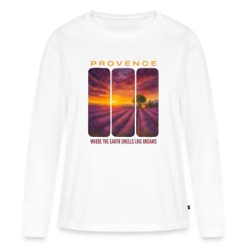 Lavande de Provence - T-shirt manches longues Premium bio Femme - blanc - Devant - Julia (174cm)
