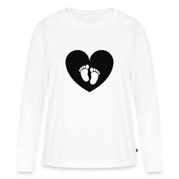 Baby-Fußabdruck - Frauen Premium Bio Langarmshirt - Weiß - Vorne - Julia (174cm)