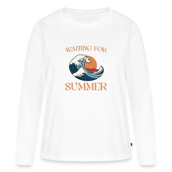Attendre l’été - T-shirt manches longues Premium bio Femme - blanc - Devant - Julia (174cm)