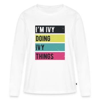 Ich bin Efeu und mache Efeu-Dinge in Retro-Farben - Frauen Premium Bio Langarmshirt - Weiß - Vorne - Julia (174cm)