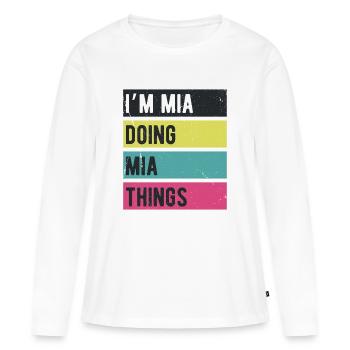 Ich bin Mia Mache Mia Dinge Retrofarben - Frauen Premium Bio Langarmshirt - Weiß - Vorne - Julia (174cm)