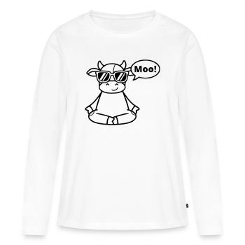 Yoga Vache Méditation Moo Vecteur de bande dessinée - T-shirt manches longues Premium bio Femme - blanc - Devant - Julia (174cm)