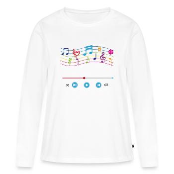Music notes, music player, colourful music symbols - Women's Premium Organic Long Sleeve Shirt - white - Front - Julia (174cm)