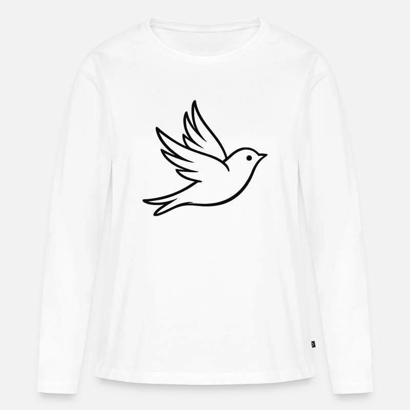 Friedenstaube Silhouette - Frauen Premium Bio Langarmshirt - Weiß
