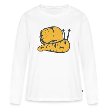 Langsam ein gezogenes Wort - Frauen Premium Bio Langarmshirt - Weiß - Vorne - Julia (174cm)
