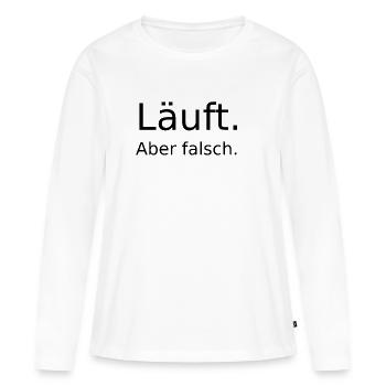 Cours... mais faux - T-shirt manches longues Premium bio Femme - blanc - Devant - Julia (174cm)