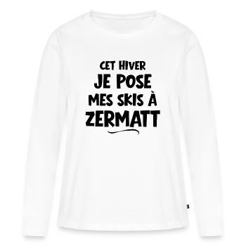 Skigebiet, Zermatt, Skigebiet - Frauen Premium Bio Langarmshirt - Weiß - Vorne - Julia (174cm)