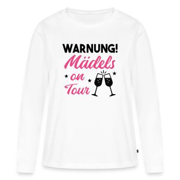 WARNING! Girls on Tour – Bachelor Party Escalation - Women's Premium Organic Long Sleeve Shirt - white - Front - Julia (174cm)