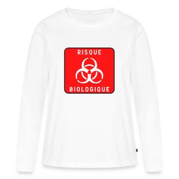 Biologisches Gefahrzeichen, Infektionsrisiko, Material - Frauen Premium Bio Langarmshirt - Weiß - Vorne - Julia (174cm)