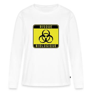 Biologisches Gefahrzeichen, Infektionsrisiko, Material - Frauen Premium Bio Langarmshirt - Weiß - Vorne - Julia (174cm)