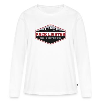 Emportez plus léger, allez plus loin - T-shirt manches longues Premium bio Femme - blanc - Devant - Julia (174cm)