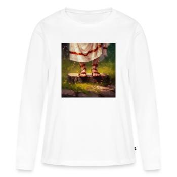 Sommersockel - Frauen Premium Bio Langarmshirt - Weiß - Vorne - Julia (174cm)