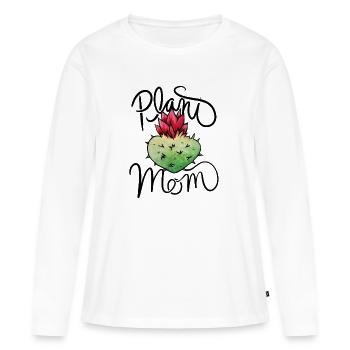 Cour de cactus aquarelle - T-shirt manches longues Premium bio Femme - blanc - Devant - Julia (174cm)