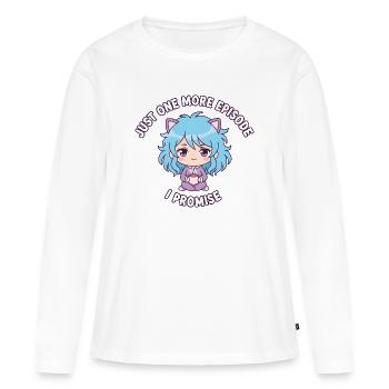 Just One More Episode: Anime Girl & Kakao - Frauen Premium Bio Langarmshirt - Weiß - Vorne - Julia (174cm)