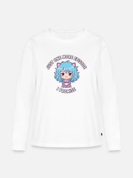 Just One More Episode: Anime Girl & Kakao - Frauen Premium Bio Langarmshirt - Weiß