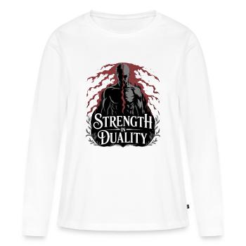 La force de la qualité - T-shirt manches longues Premium bio Femme - blanc - Devant - Julia (174cm)