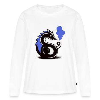 Hippocampe de la Braise Bleue - T-shirt manches longues Premium bio Femme - blanc - Devant - Julia (174cm)