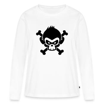 Singe crâne aux os croisés - T-shirt manches longues Premium bio Femme - blanc - Devant - Julia (174cm)