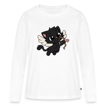 Cats Cupidon Kawaii - T-shirt manches longues Premium bio Femme - blanc - Devant - Julia (174cm)