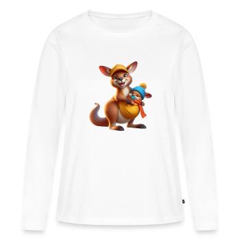 Happy kangaroo with baby - Women's Premium Organic Long Sleeve Shirt - white - Front - Julia (174cm)