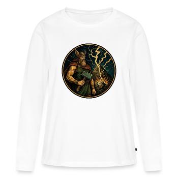 Thor avec un marteau - T-shirt manches longues Premium bio Femme - blanc - Devant - Julia (174cm)
