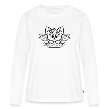 Une chauve-souris mignonne dans la baignoire - T-shirt manches longues Premium bio Femme - blanc - Devant - Julia (174cm)