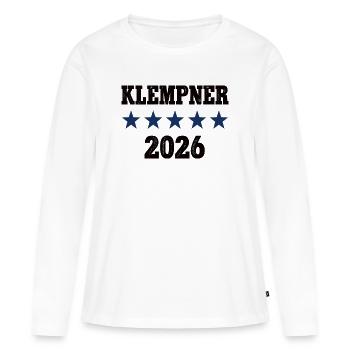 Formation de plombier Profession de plomberie Apprentissage de plomberie - T-shirt manches longues Premium bio Femme - blanc - Devant - Julia (174cm)