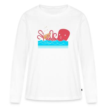 Pieuvre Pieuvre Pieuvre Poulpe Calamar - T-shirt manches longues Premium bio Femme - blanc - Devant - Julia (174cm)